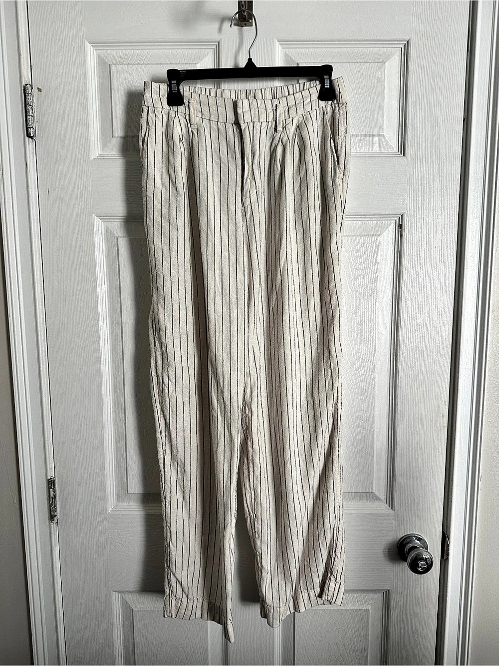 Striped Wide Leg Pants in Cream & Black Size 4